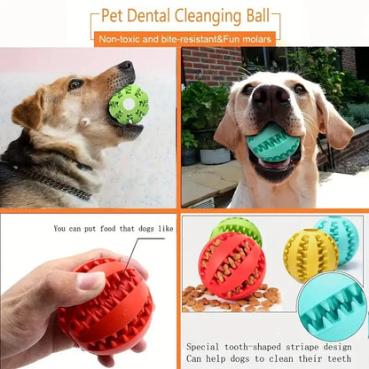 Interactive Rubber Dog Ball Toy, Bite-Resistant, Food-Dispensing, Durable, Cleans Teeth, Encourages Play, Boosts Dental Health, Ideal for Active Dogs, Fetch Indoor Outdoor