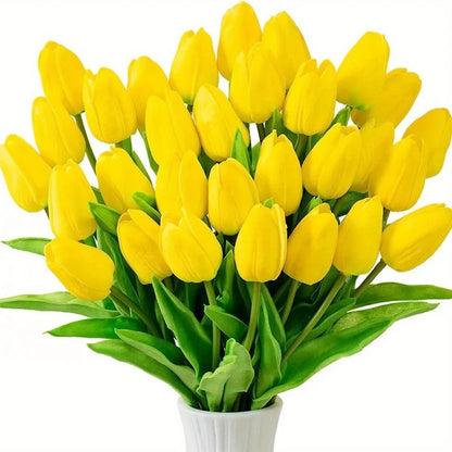 Vibrant Real Touch Artificial Tulip Bouquet, Silk Flower Branches for Home Decor, Wedding, Anniversary, Birthday, Housewarming, Indoor Display