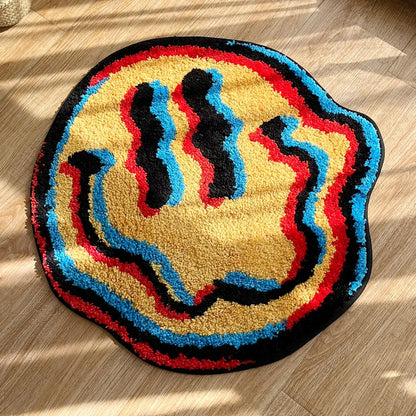 Trippy Smiling Tufted Rug Flocking Rug Gift for Friend Bedroom Geek Gift Home Decor Carpet Soft Non-Slip Area Rug for Living Room and Kids Room