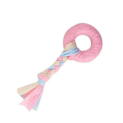 Pet-Approved Interactive Dog Toy Set - Pink Rubber Bone, Fun Ball & Donut - Non-Toxic for Small/Medium Dogs - Enhances Teeth Cleaning, Promotes Active Play & Oral Health