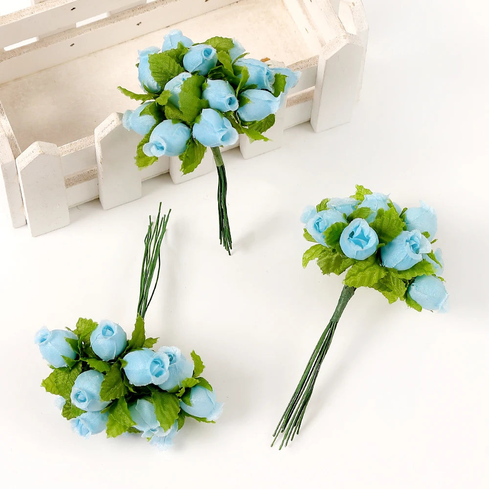 artificial mini rose flower bundle, silk bouquet for home decor, wedding decoration, crafting and gift accessories, 12 pieces, elegant floral display for indoor use