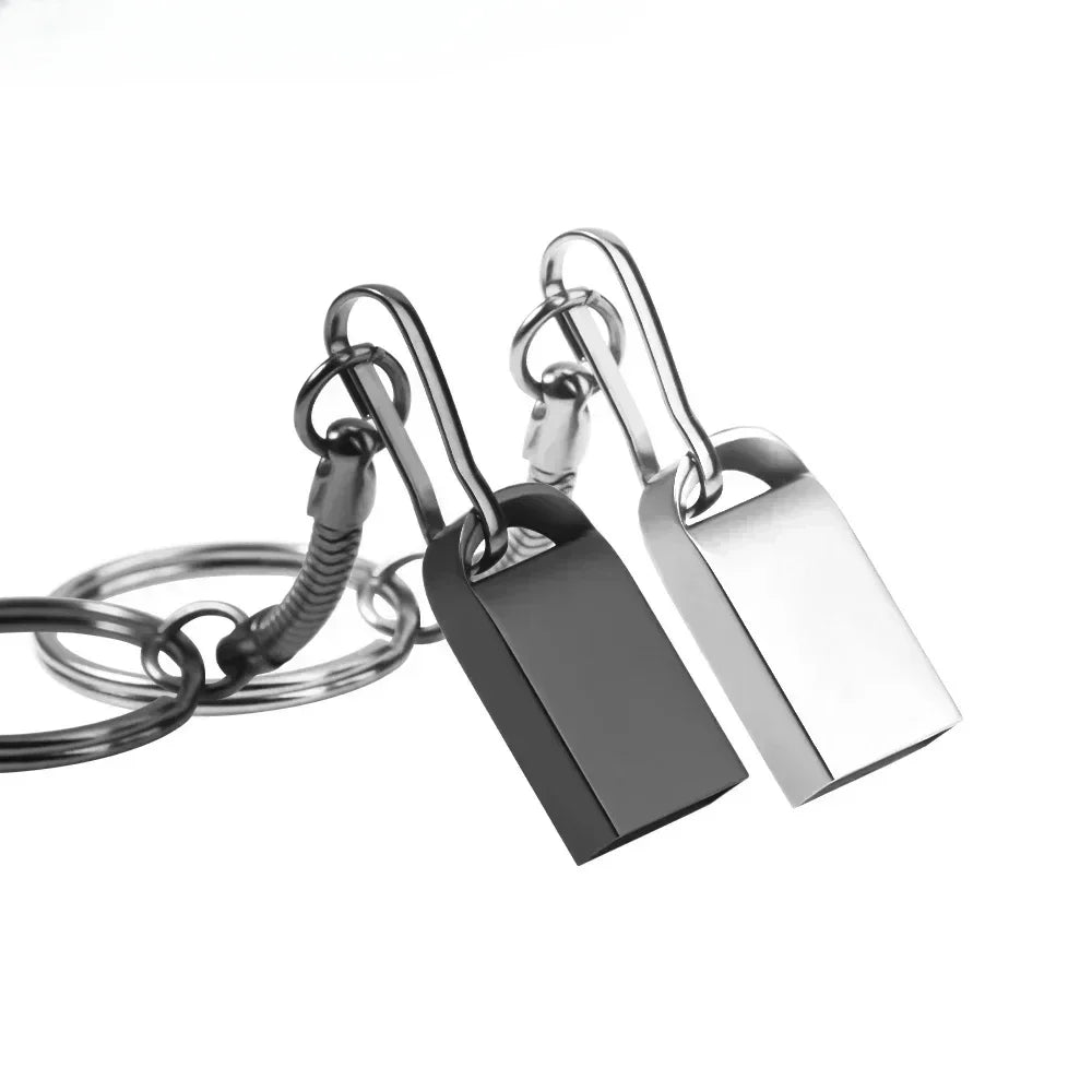 mini usb flash drive - 128gb/64gb/32gb/16gb/8gb, silver metal memory stick with keychain, usb 2.0 for laptop, pc, car, tv - ideal creative business gift