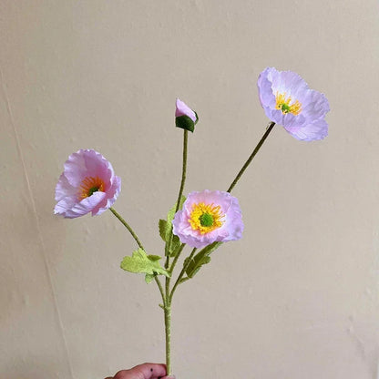 Artificial Silk Poppies Flower Bouquet for Weddings, Home Decor, Parties, Indoor Use – Decorative Anniversary Celebration Flowers from Mainland China