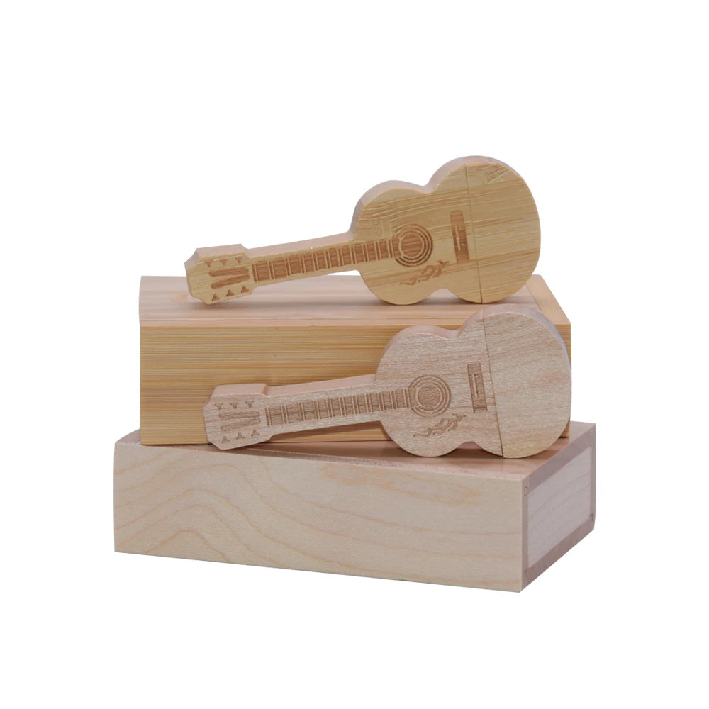 guitar-shaped wooden usb flash drive 4gb-128gb | creative memory stick for gifts, weddings, photography, business | usb 2.0 pendrive