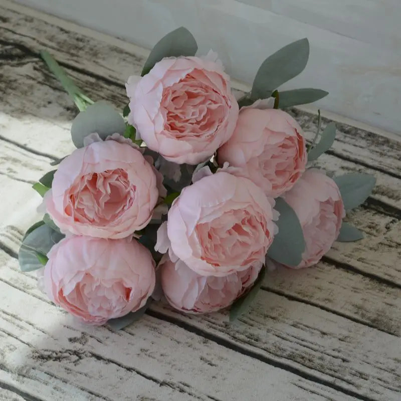 silk artificial peony bouquet, 7-head flower branch, 45 cm, pink blue red white, home decor, wedding & anniversary decoration, indoor use, party & office display