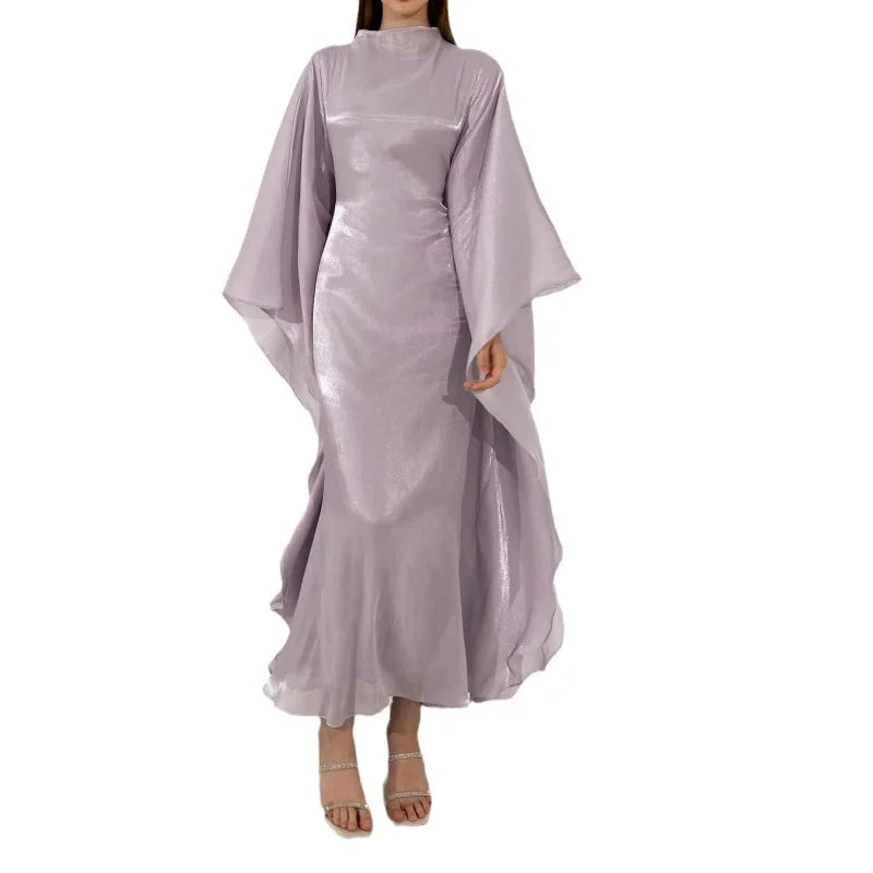 purple eid muslim ramadan abaya luxury evening party kaftan robe clothing for women - elegant a-line design, perfect for celebrations and special occasions