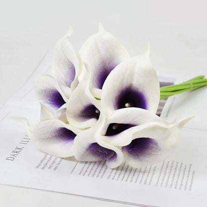 Artificial Calla Lily Flower Bouquet - Real Touch, White, 5/10Pcs, PU Material, Bridal Wedding Decor, Home Party Display, Indoor Anniversary Baby Shower Essentials