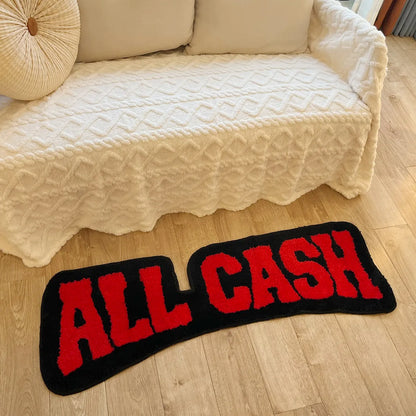 All Cash Black Red Tufted Rug Living Room Carpet Bathmat Soft Bedroom Cloakroom Mat Aesthetic Home Floor Pad Non-Slip Washable Multi-Use Design