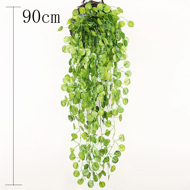 artificial ivy garland rattan vine - home, bridal shower, outdoor decor - 2.1m/2.3m length, hanging fake foliage, greenery creeper, leaf wreath for exhibition use