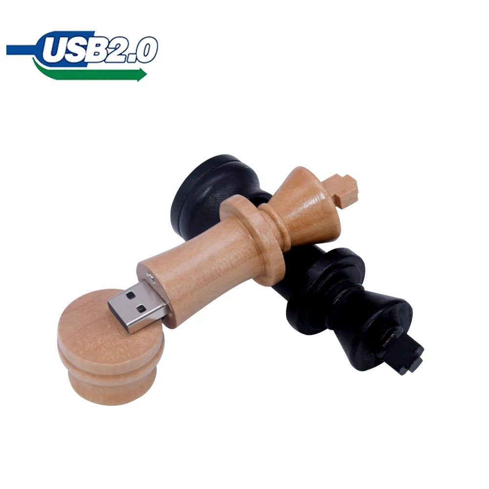 chess-themed usb flash drive 4gb to 128gb, wooden design, usb 2.0 memory stick for business, photography, gifts, wedding, compatible with windows computers