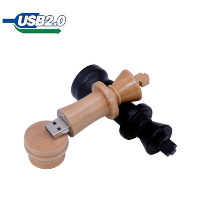 Chess-Themed USB Flash Drive 4GB to 128GB, Wooden Design, USB 2.0 Memory Stick for Business, Photography, Gifts, Wedding, Compatible with Windows Computers
