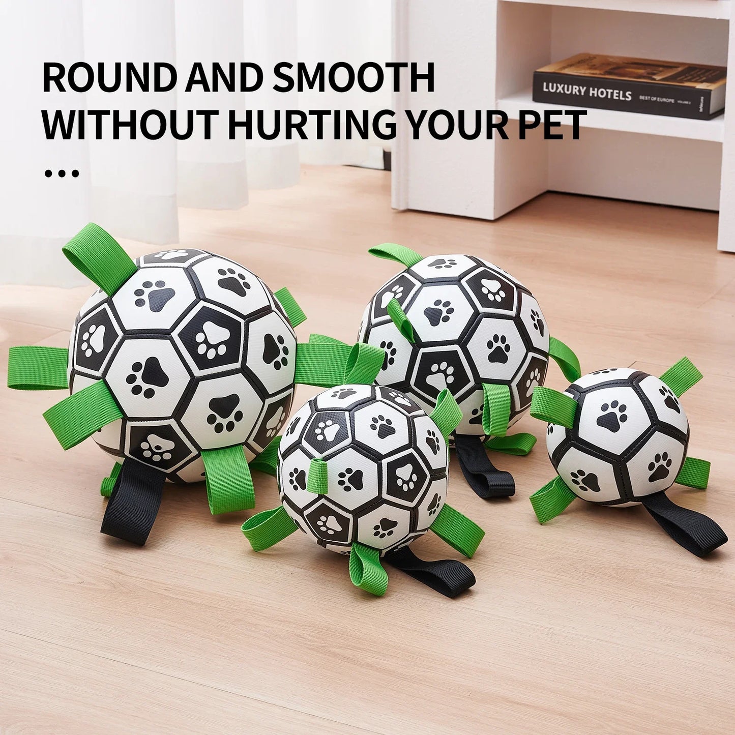 interactive leather dog soccer ball with tug straps for medium-large breeds, durable toy for active play, perfect for training, engages & entertains dogs, ideal gift for pet owners