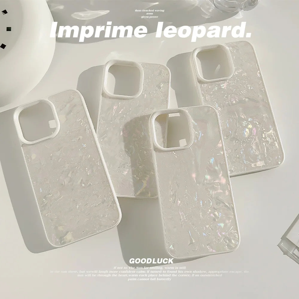 luxury shell pattern hard pc phone case for iphone 14/15/16 plus, pro, max – soft shockproof silicone bumper, anti-fingerprint, dustproof