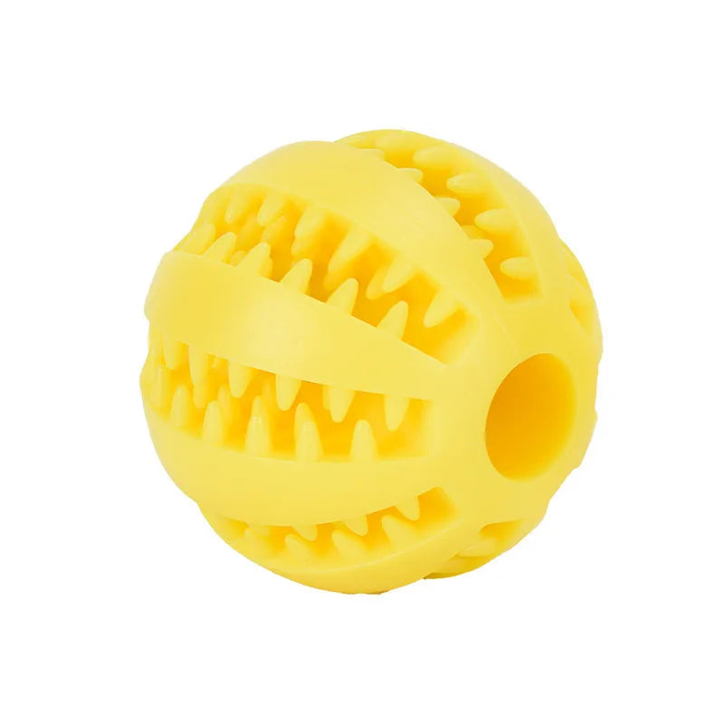 pet chew toy ball, durable rubber, dental cleaning & treat dispenser, engaging indoor/outdoor play, ideal for small dogs & cats, lightweight for active fun