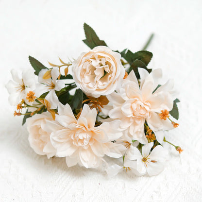 Silk Peony Faux Flower Bouquet for Home Decor, Wedding, Bridal Shower, Party; High-Quality Artificial Floral Arrangement for Indoor Use, Gift Idea