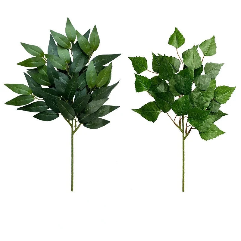 artificial eucalyptus leaf branch, plastic decorative plant for bridal shower, desktop or outdoor use, cloth texture, perfect for exhibitions and home decor
