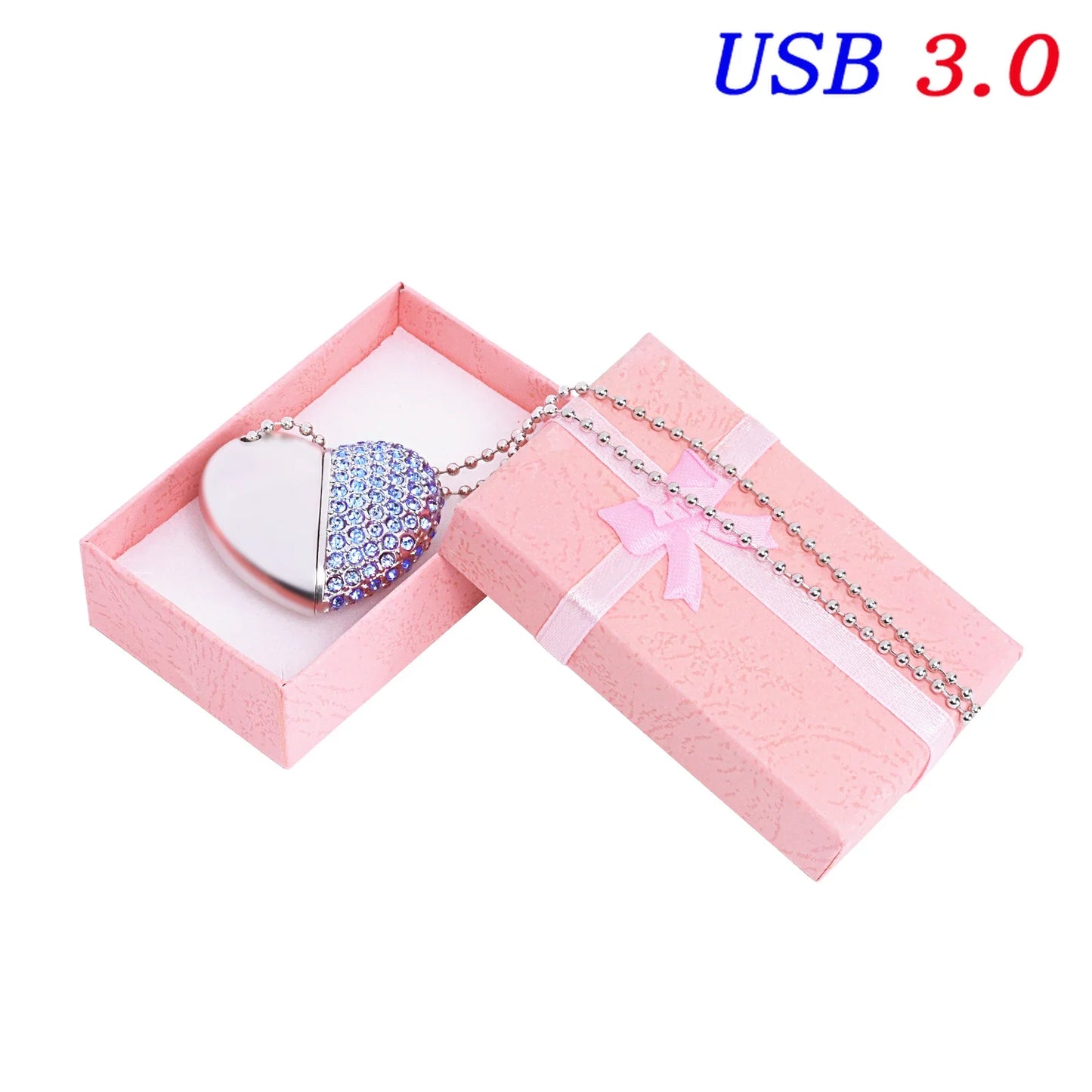 usb 3.0 metal diamond crystal heart pink box usb flash drive 16gb 32gb 64gb 128gb memory stick thumb drive creative gift u disk
