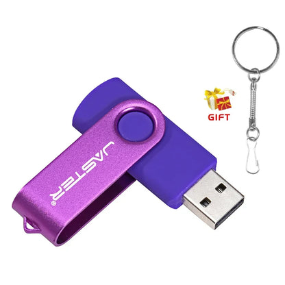 128GB Waterproof USB Flash Drive with Free Key Chain, 64GB Rotatable Memory Stick, Portable and Shatterproof USB 2.0 Thumb Drive for Laptop and Business Gifts