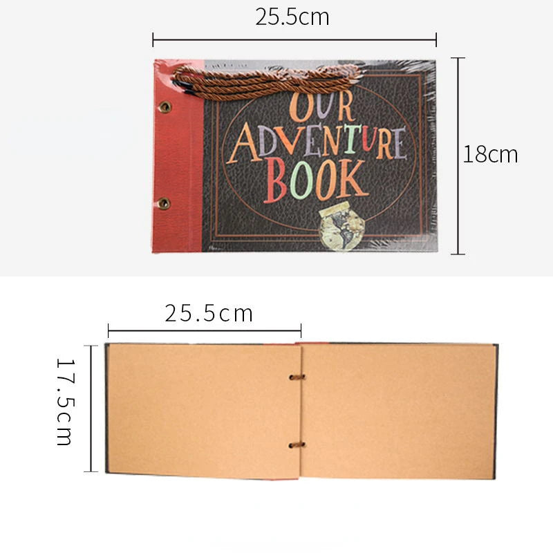 our adventure book photo album scrapbook – 40-page diy handmade “up”-inspired travel memory album for anniversaries, weddings, birthdays & more