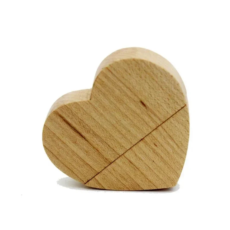 personalised wooden usb stick 64gb | heart-shaped wedding photography gift | memory storage for computers, tvs & cars | unique keepsake in maple or walnut wood box