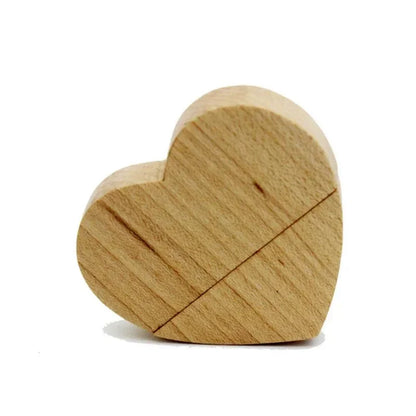 Personalised Wooden USB Stick 64GB | Heart-Shaped Wedding Photography Gift | Memory Storage for Computers, TVs & Cars | Unique Keepsake in Maple or Walnut Wood Box