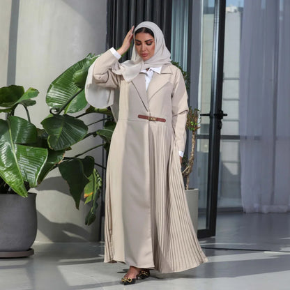 Abaya Dubai Luxury Elegant Arabian Kaftan Coat Black White Cardigan for Women - Stylish Modest Wear for Formal & Casual Occasions in High-Quality Ice Silk