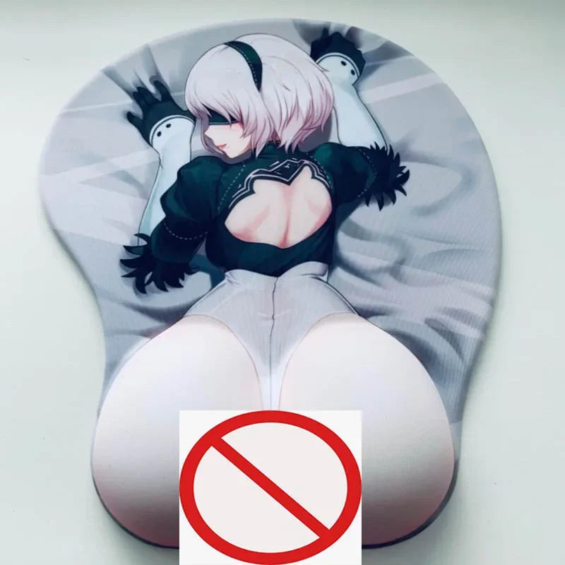 b0cbx2j72g 3d nier mouse pad anime 18+ sexy girl cute 2b 3d hip soft pads with wrist rest gaming mousepad mat non-slip for lolcsgo 26*22