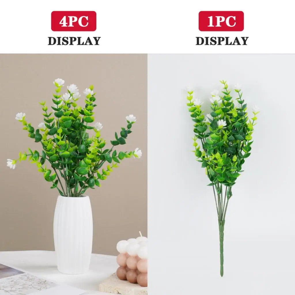 artificial flowers uv resistant for outdoor decor, wedding, garden, kitchen, office, indoor decoration, plastic greenery shrubs, realistic fake flower arrangement