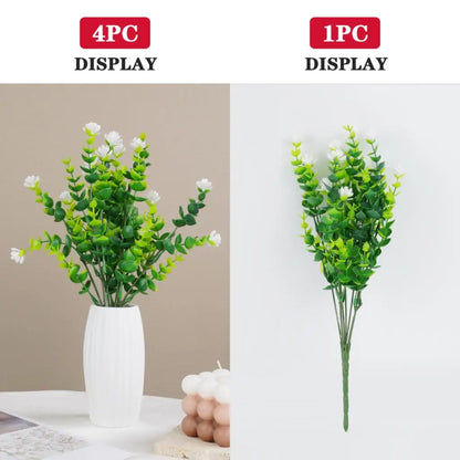 Artificial Flowers UV Resistant for Outdoor Decor, Wedding, Garden, Kitchen, Office, Indoor Decoration, Plastic Greenery Shrubs, Realistic Fake Flower Arrangement