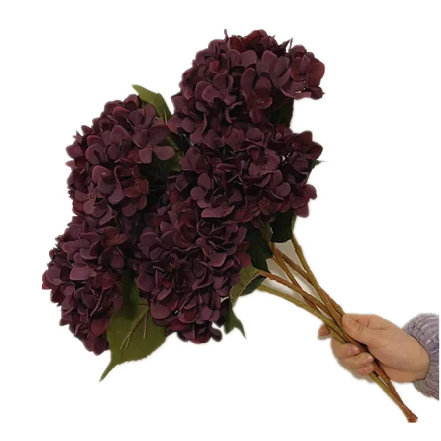 artificial hydrangea flower branch 44cm, colourful silk plastic decoration for weddings, anniversaries, home & hotel decor, indoor use, various colours available