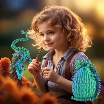 3D Printed Antistress Dragon Fidget Toy Rotatable Articulated 30cm Colors