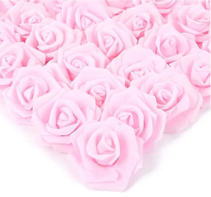 Artificial Soft Foam Rose Heads - PE Material Blooms for Wedding, Party, Home Decor, DIY Crafts, Floral Arrangements, Baby Showers, Indoor Use, White & Pink Petals
