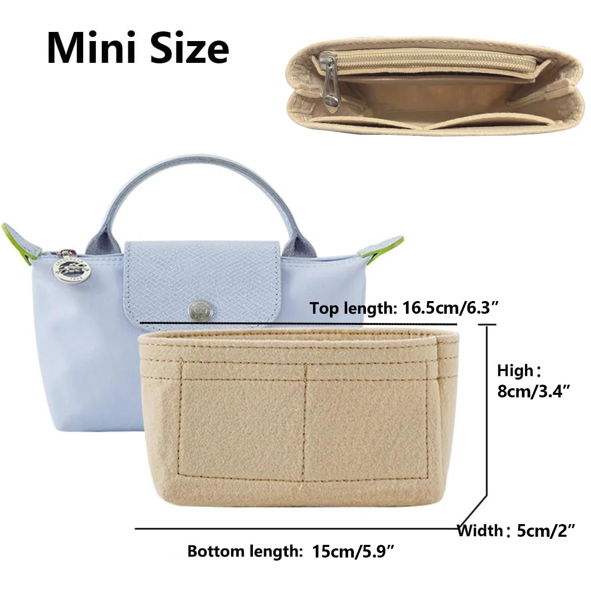 bag organizer for longchamp small tote bag timid bag storage & finishing inner bag liner handbags insert organizer fit mini size with zipper and multiple pockets