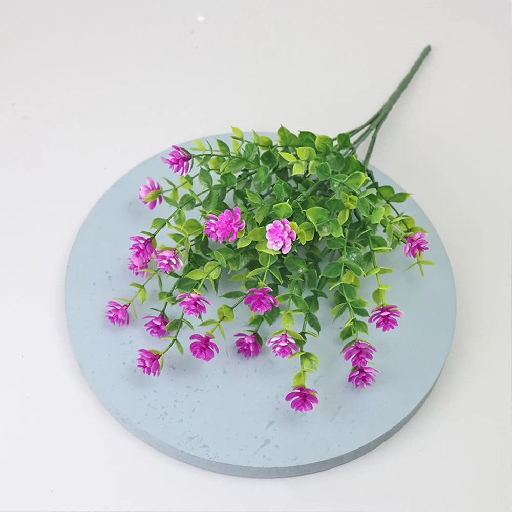 artificial flowers uv resistant for outdoor decor, wedding, garden, kitchen, office, indoor decoration, plastic greenery shrubs, realistic fake flower arrangement