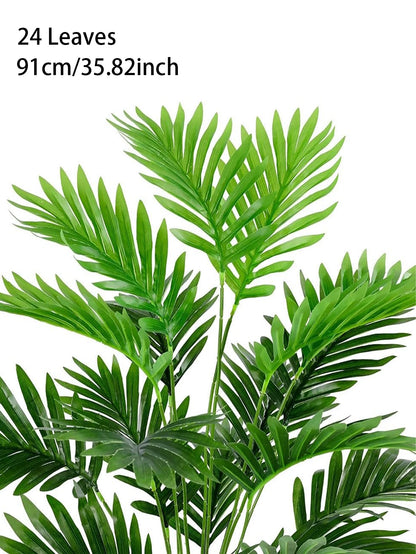 Artificial Monstera Palm Leaf 24 Leaves | Faux Tropical Plant Decoration for Outdoor Floor Display | PVC Army Green for Baby Shower, Events, Exhibitions | 1pc