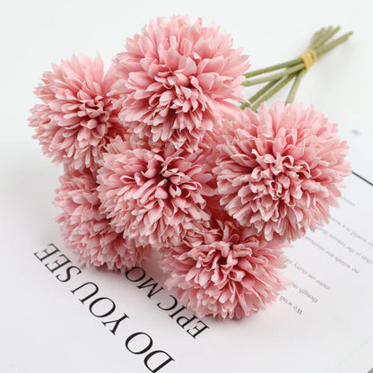"Silk Chrysanthemum Ball Bouquet 29cm Artificial Flowers for Weddings, Home, Party Decor - Elegant Indoor Arrangement"