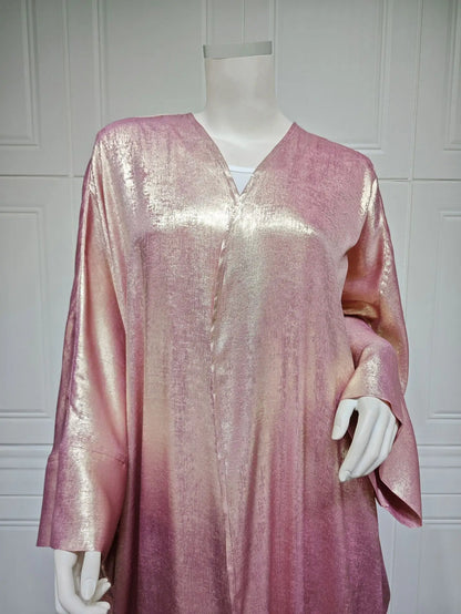 Shiny Satin Batwing Abaya Caftan Femme Open Abayas Luxury Kaftan for Women Dubai Turkey Kebaya Outfit Robe Clothing Musulmane - Elegant and Stylish Fashion