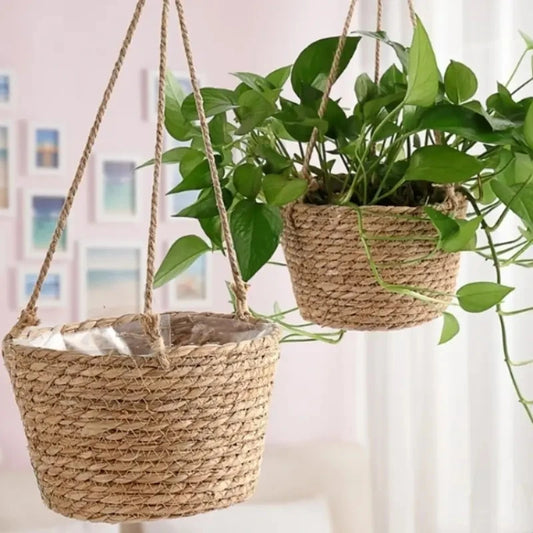 B08D3RP57L 1 Set, Garden Hanging Planter Macrame Plant Storage Basket Jute Rope Woven Indoor Outdoor Flower Pot Holder Plant Hangers Home D