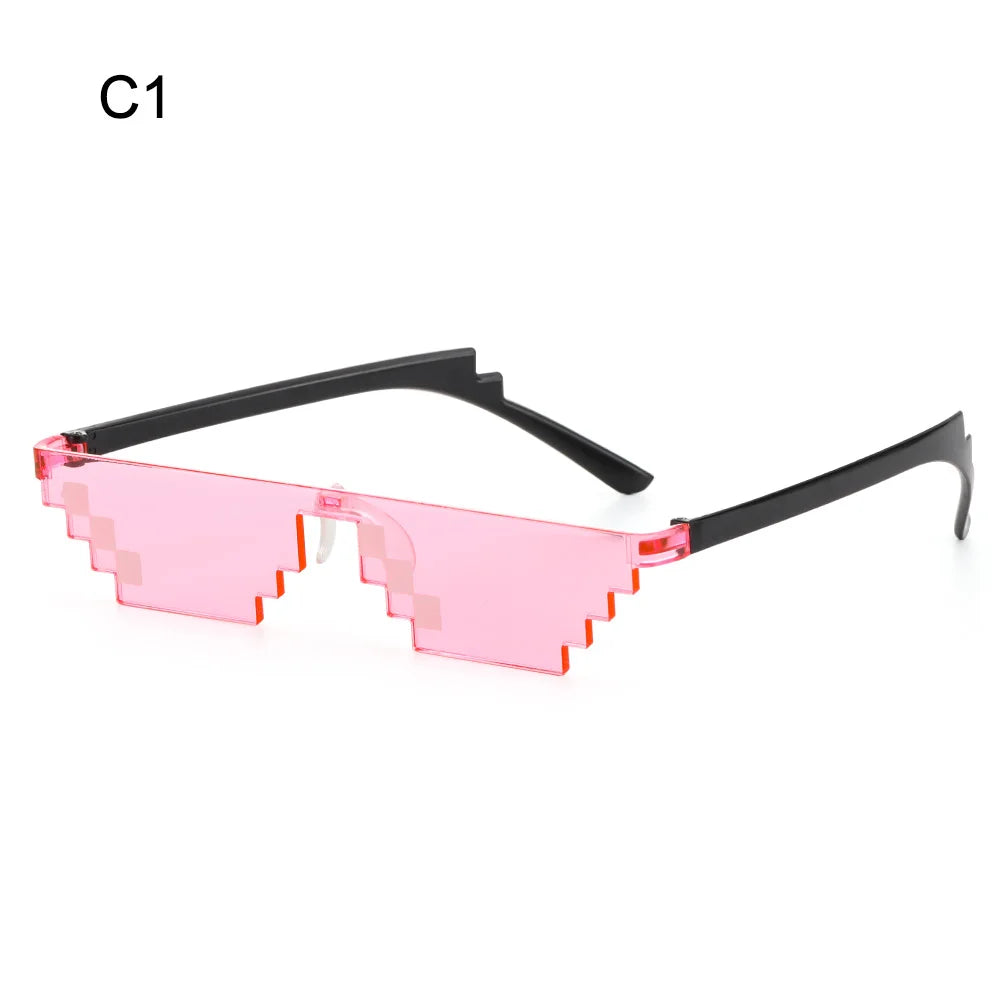 new mosaic sunglasses trick toy thug life glasses cool jokes pixel black rimless shades for adults and kids retro gamer style fun eyewear