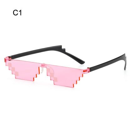 NEW Mosaic Sunglasses Trick Toy Thug Life Glasses Cool Jokes Pixel Black Rimless Shades for Adults and Kids Retro Gamer Style Fun Eyewear