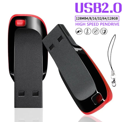 Waterproof USB 2.0 Flash Drive Memory Stick - 8GB to 128GB Storage for Laptops, PCs, Cars, TVs - Black with Red Edges - Ideal for Weddings, Business, Photography Studio Gifts