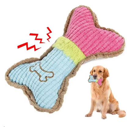 Squeaky Plush Bone Chew Toy for Puppies & Small Dogs – Soft Fleece, Lightweight, Safe for Teething, Indoor Outdoor Fun, Interactive & Gift-Ready Entertainment