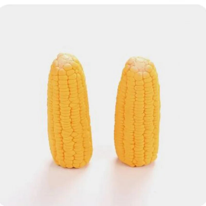 squeaky dog chew toy, corn-shaped, durable rubber & latex, engaging for small dogs, aids dental health, interactive pet supplies, ideal for training & play