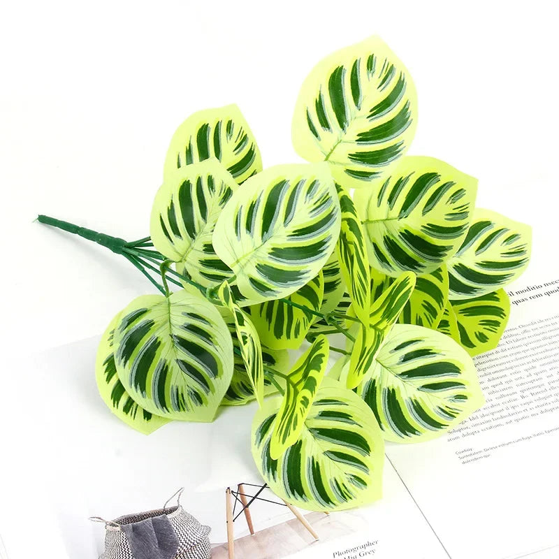 artificial tortoiseshell leaf dieffenbachia, silk fake plant for living room decor, small fairy taro design, indoor & outdoor decoration, plastic & silk material