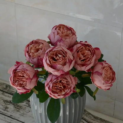 Silk Artificial Peony Bouquet, 7-Head Flower Branch, 45 cm, Pink Blue Red White, Home Decor, Wedding & Anniversary Decoration, Indoor Use, Party & Office Display