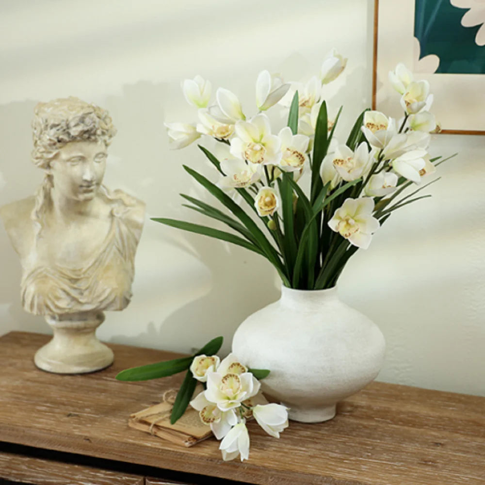 artificial orchid flowers 3d printed real touch pink cymbidium branch - home living room silk decoration, wedding centrepiece, indoor floral arrangement