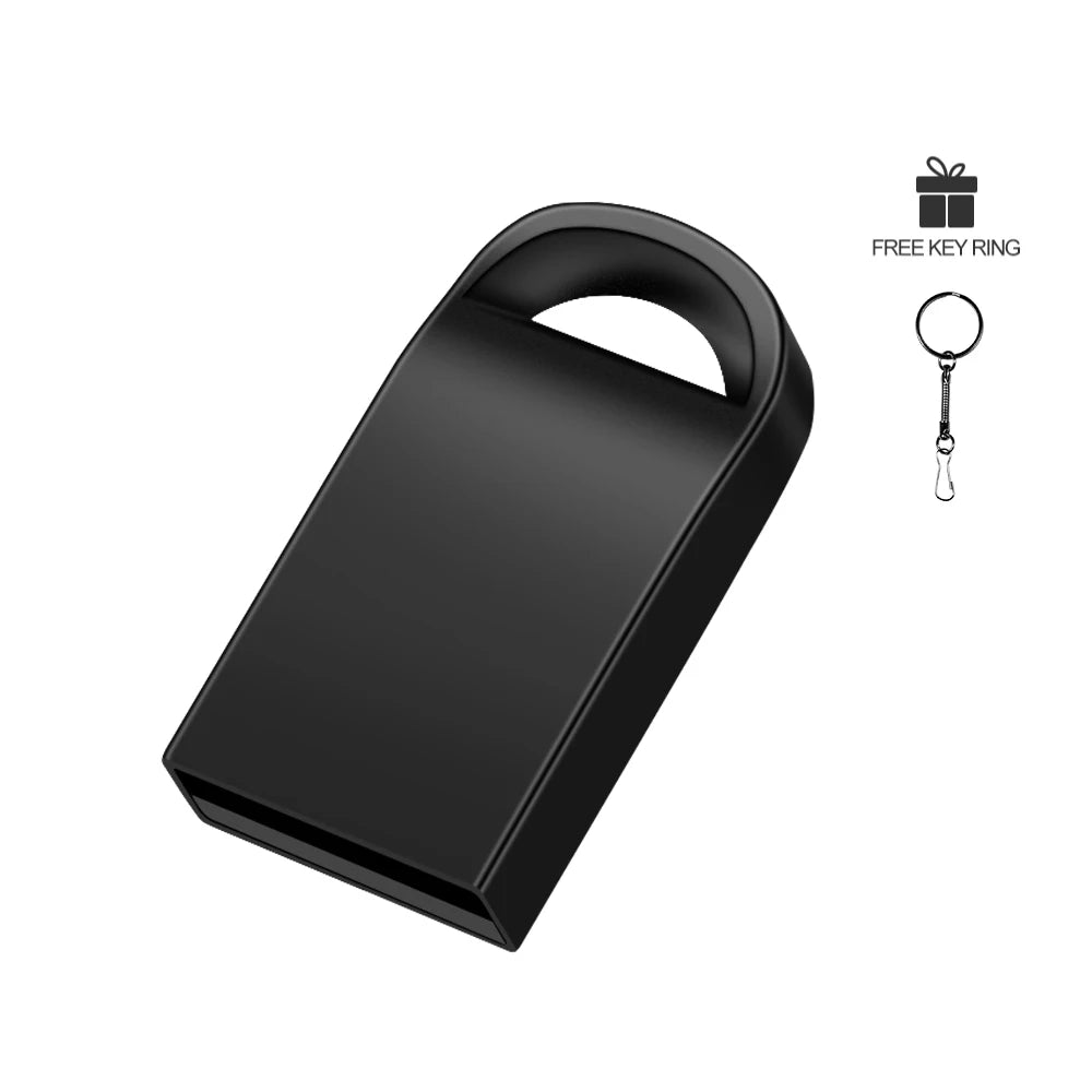 mini metal usb flash drive 64gb 32gb waterproof high-speed stick for business, photography, and wedding gifts - usb 2.0 u disk in black and silver