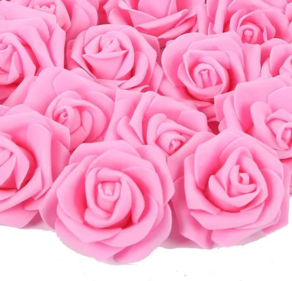 Artificial Soft Foam Rose Heads - PE Material Blooms for Wedding, Party, Home Decor, DIY Crafts, Floral Arrangements, Baby Showers, Indoor Use, White & Pink Petals