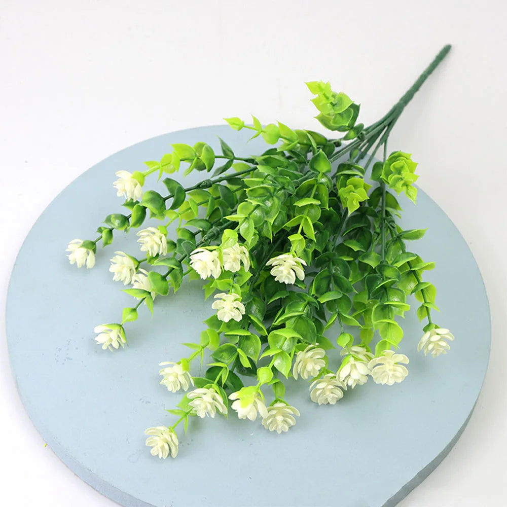 artificial flowers uv resistant for outdoor decor, wedding, garden, kitchen, office, indoor decoration, plastic greenery shrubs, realistic fake flower arrangement