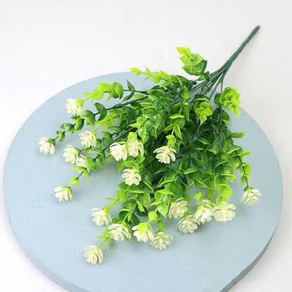 Artificial Flowers UV Resistant for Outdoor Decor, Wedding, Garden, Kitchen, Office, Indoor Decoration, Plastic Greenery Shrubs, Realistic Fake Flower Arrangement